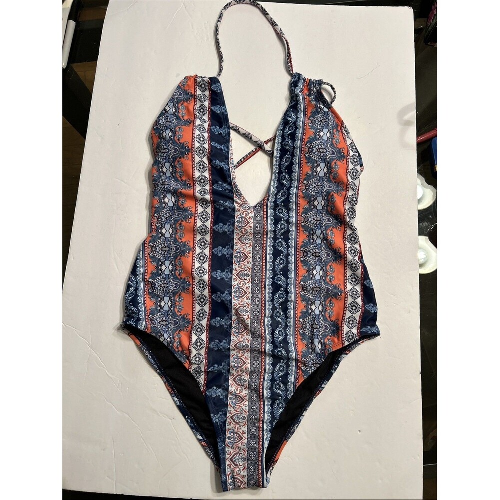 Cupshe One Piece Multicolor Swimsuit Fleet Of Time Size medium NWT - Picture 2 of 9